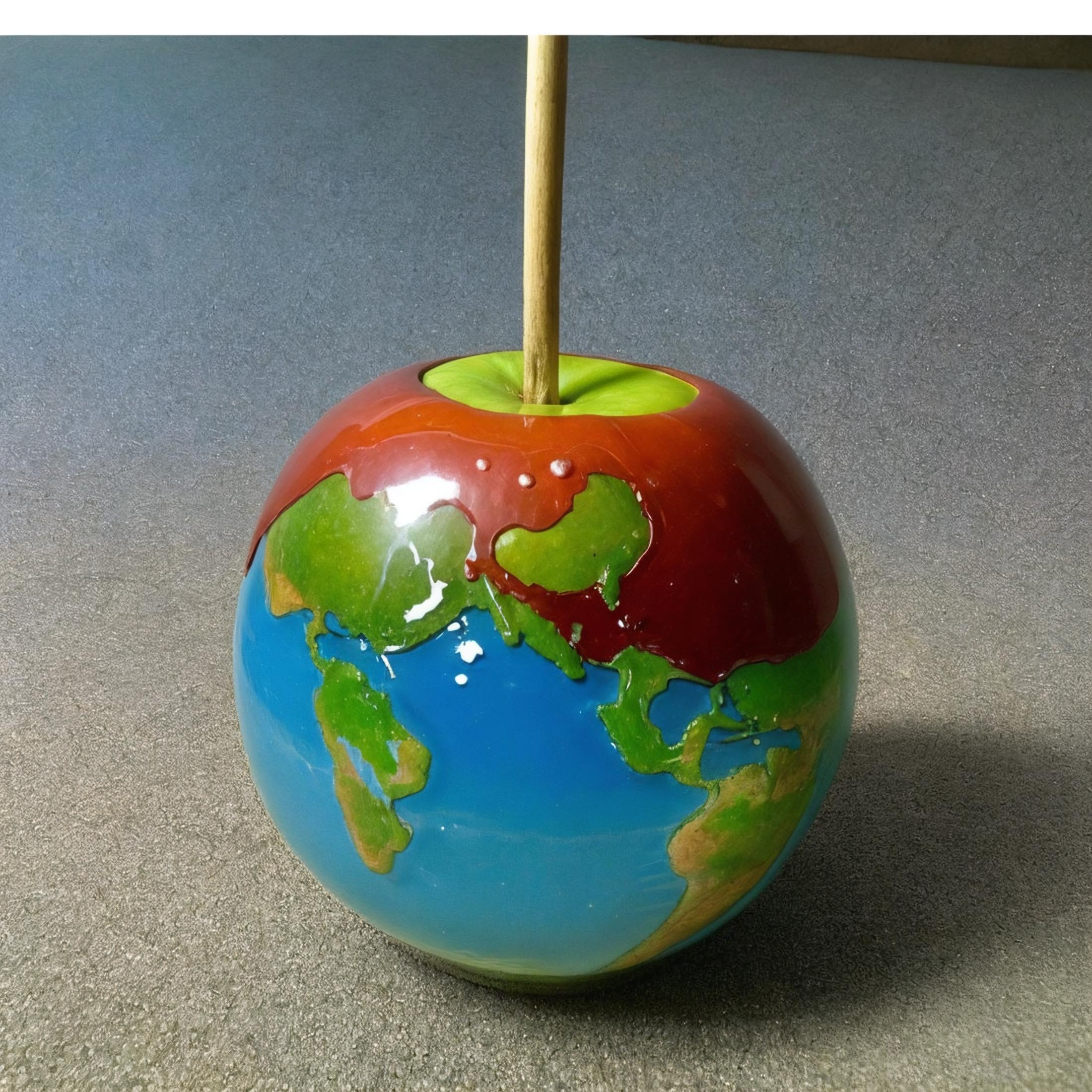 just an apple, (Earth:1.4) background, (Earth:1.4) (apple:1.2), melting, (Earth:1.4) melting, (halloween:1.4) theme, candy apple, (apple:1.1), candy,  <lora:MacadoAmor:0.33>