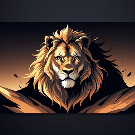 (masterpiece, best quality:1.15), (horizontal banner, no humans:1.1), a lion with a mane, roar, sharp claws, golden coat, carnivore, fierce, king of the jungle, muscular, powerful, simple background, gradient background