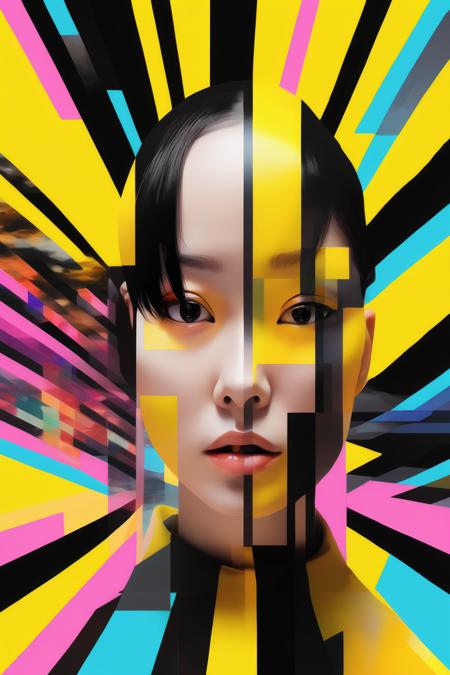 <lora:Felipe Pantone Style:1>Felipe Pantone Style - neocolors anime female screenshots, in the style of felipe pantone, realistic pop art, xu beihong, clowncore, light black and yellow, life-like avian illustrations