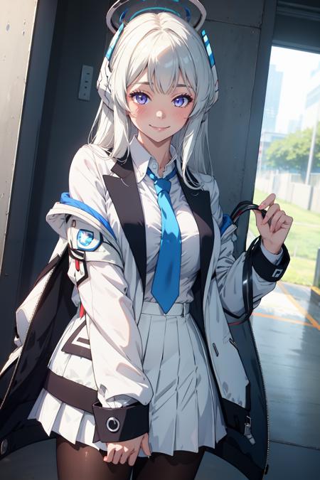 n0asd, mechanical halo, absurdly long hair, white hair, (your costume or Lora) n0asd, mechanical halo, absurdly long hair, white jacket, collared white shirt, white suit, blue necktie, two-sided fabric , white skirt, pantyhose, highheels, untucked shirt n0asd, mechanical halo, absurdly long hair, white leotard, white playboy bunny, black pantyhose, white highheels, fake animal ears, white jacket