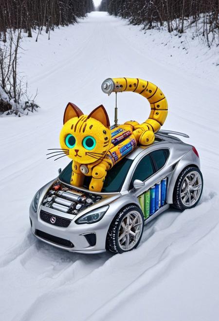 B4TT3R13S, cuteup, cute, cutieup, neko made of batteries, Pencil_morph_style, cat made of battery, snow, ice, Surreal with macabre undertones, earthy surreal edge,  feline made out of countless batteries,snow, ice, hyper detail, masterpiece, score_10, randshadscree, anime drawing style, anime movie, driving at high speed,countless galaxy,yellow, kitty made out of coffee, snow, ice, bright blue and yellow energized sport car, score_9, score_8_up, score_7_up, score_6_up, shiny, shiny, cloudy forest, Made of fluffy clouds, clutter, trash, fr0stwrld, snow, ice, B4TT3R13S