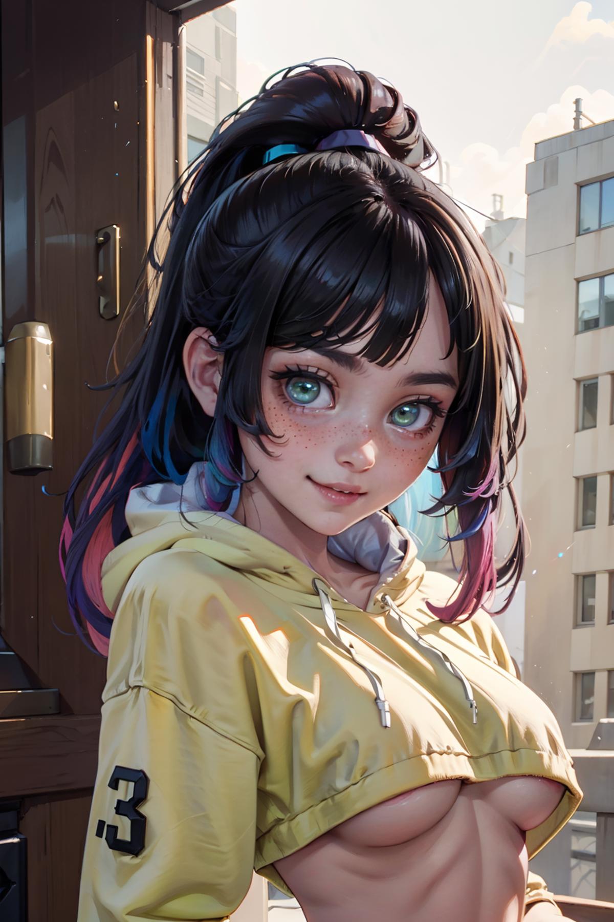 Cropped Hoodie Underboob (Anime +Realistic) | Goofy Ai image by ClamJam