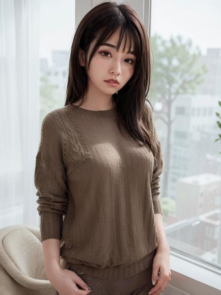 photorealistic, long_hair, realistic, solo, photorealistic, best quality, ultra high res,1girl,

standing by the window in a soft gray cashmere sweater and leggings,

1girl,
beautiful, masterpiece, best quality, extremely detailed face, perfect lighting, 1girl, solo,


best quality, ultra high res, photorealistic,
ultra detailed,
masterpiece, best quality, <lora:kawakita:0.9>