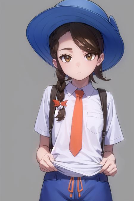 pokemonjuliana, <lyco:pokemonjuliana-lyco-nochekaiser:1>,
pokemonjuliana, braid, (brown eyes:1.5), brown hair, hair ornament, hairclip, side braid, single braid, swept bangs,
BREAK backpack, bag, black footwear, blue headwear, blue shirt, breast pocket, collared shirt, hat, kneehighs, naranja academy school uniform, necktie, orange necktie, orange shorts, pocket, school uniform, shirt, shoes, short sleeves, shorts, socks, striped, striped shorts, sun hat, white socks
BREAK looking at viewer, full body, (cowboy shot:1.5),
BREAK outdoors,,
BREAK <lyco:GoodHands-beta2:1>, (masterpiece:1.2), best quality, high resolution, unity 8k wallpaper, (illustration:0.8), (beautiful detailed eyes:1.6), extremely detailed face, perfect lighting, extremely detailed CG, (perfect hands, perfect anatomy),