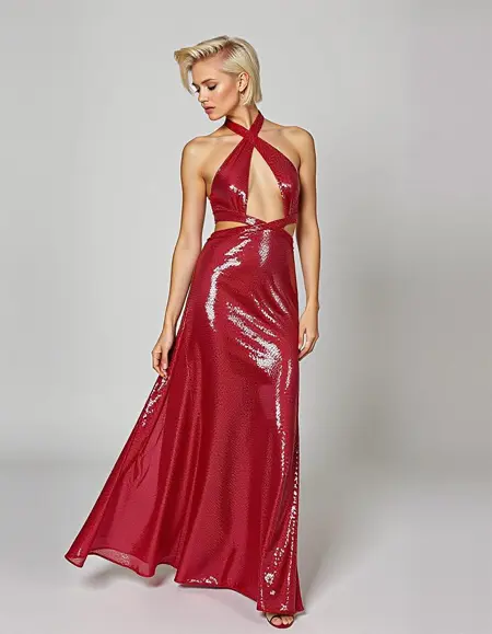 [FLUX] Cutout Neckholder Maxi Dress 002