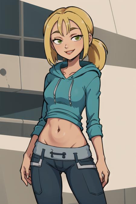  Bridgette_Total_Drama, denim, hoodie, ponytail, midriff