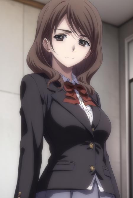 chieashikaga, <lora:chie ashikaga-lora-nochekaiser:1>,
chie ashikaga, brown hair, (brown eyes:1.5), medium hair,
BREAK skirt, long sleeves, bow, school uniform, earrings, bowtie, red bow, buttons, blazer, (black blazer:1.5),
BREAK indoors, classroom,
BREAK looking at viewer, (cowboy shot:1.5),
BREAK <lyco:GoodHands-beta2:1>, (masterpiece:1.2), best quality, high resolution, unity 8k wallpaper, (illustration:0.8), (beautiful detailed eyes:1.6), extremely detailed face, perfect lighting, extremely detailed CG, (perfect hands, perfect anatomy),