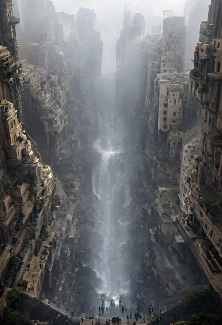 POV view , DOF,
(Ancient civilization, Alien Prometheus movie scene, dune movie scene:1.5), (The colonial city of the future, in the mist-filled Grand Canyon, on an unknown Earth-like planet, 2 moon on sky, Spaceship flight connects colonies, waterfulls:1.3), (Machu Picchu, a mountain settlement, incredibly spectacular:1.2), (Mario Botta:1.3), (avant-garde, future, reality, science fiction, photorealistic), (modern architecture:1.2), White limestone with black granite, fountain, waterfall, landmark, square, path, narrow street,
(Large Files, Ultra Realistic, 8K, 16k, FHD, HD, VFX, Perfect, Photography, composition, Architecture Sales Photography, Architecture Competition, Ultra High Resolution, Cinematography, High Resolution Image:1.1), (dramatic lighting, direct sunlight, ray tracing, clear shadow:1.2),  (real landscape:1.1), (blurred background:1.0), (urban background, more_details) ,
great lighting, clear, hillscastel, <stardeaf-cold-arc>, xtower, industrialbuilding