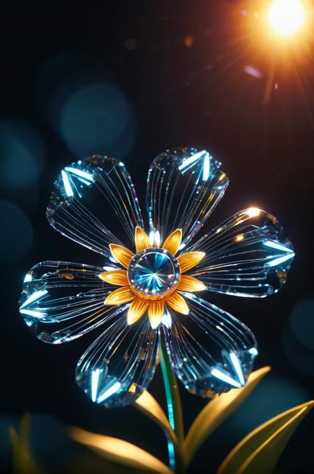 cinematic film still,diamond futuristic flower,between energy explosions in the night,32k,photorealistic,ultra-detailed,adventure movie scene,shallow depth of field,vignette,highly detailed,high budget,bokeh,cinemascope,moody,epic,gorgeous,film grain,grainy,