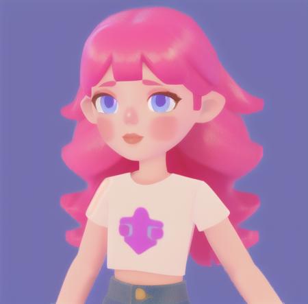 <lora:getaisoft3d:0.7>,solo,soft art style, 1girl, solo, long hair, blush, blue eyes,purple eyes, upper body, red hair, short sleeves, pink shirt, 3d,happy