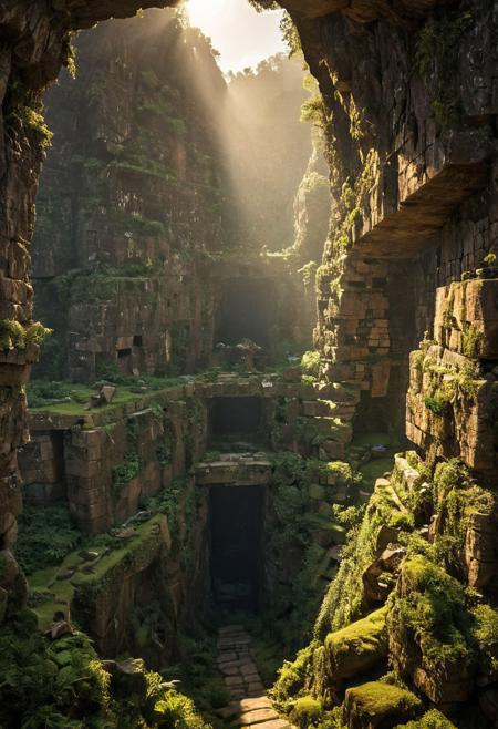 (Ancient megalithic civilization, Azka Lines, on Easter Island:1.5), (The colonial city of the future, in the mist-filled Grand Canyon, on an unknown Earth-like planet, 2 moon on sky, Spaceship flight connects colonies, waterfulls:1.3), (Machu Picchu, a mountain settlement, incredibly spectacular:1.2), (Mario Botta:1.3), (avant-garde, future, reality, science fiction, photorealistic), (modern architecture:1.2), White limestone with black granite, fountain, waterfall, landmark, square, path, narrow street,
(Large Files, Ultra Realistic, 8K, 16k, FHD, HD, VFX, Perfect, Photography, composition, Architecture Sales Photography, Architecture Competition, Ultra High Resolution, Cinematography, High Resolution Image:1.1), (dramatic lighting, direct sunlight, ray tracing, clear shadow:1.2),  (real landscape:1.1), (blurred background:1.0), (urban background, more_details) ,
great lighting, clear, extremely detailed, tunnel
