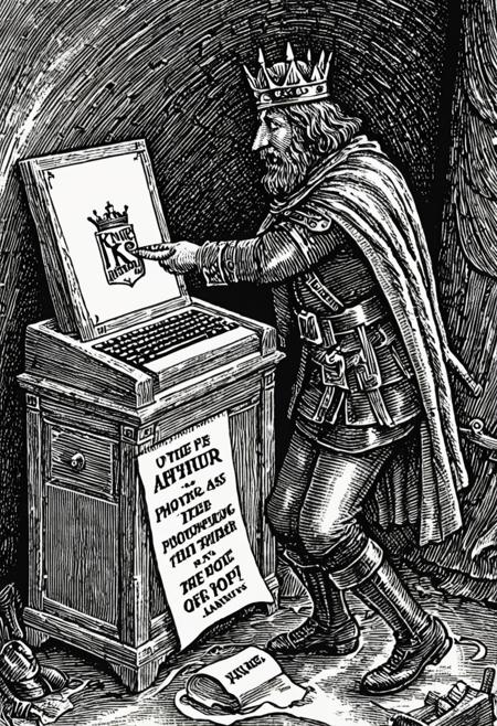 vintage_storybook_scratchboard_illustration_of_whimsical_king_arthur_photocopying_their_ass_by_howard_pyle_and_robert_crumb_-bad_quality__plain__torso__2901478187.png