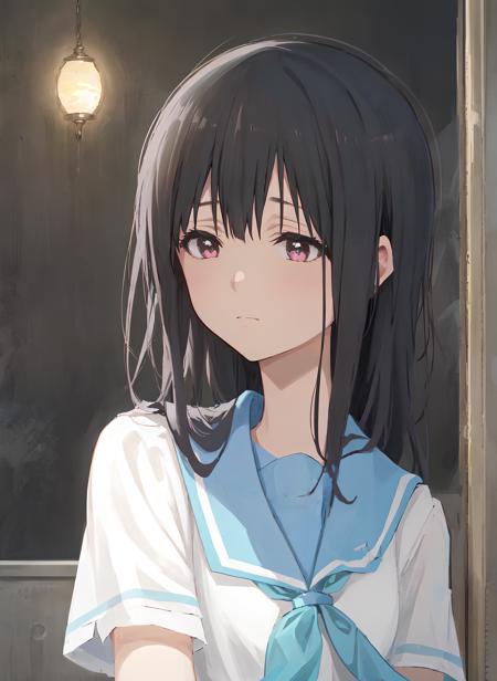 (masterpiece), (best quality), 1girl, kitauji_high_school_uniform, (night), often shows a sad look in an inadvertent moment. Like the moonlight occasionally leaking through the gaps in the clouds, <lora:mizore :0.8>