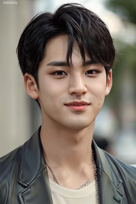 mingyu, face, portrait, smiling, (absurdres, highres, ultra detailed),((masterpiece)), ((best quality:1.1)), High Resolution, 8k,1boy, best quality, masterpiece, (photorealistic:1.4), 8k raw photo, 4k, high quality, masterpiece, best quality, highres,  dynamic poses, realistic, detailed skin, mature male, high contrast, OverallDetail <lora:mingyu:1>