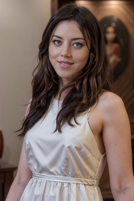 masterpiece, best quality, cinematic, volumetric lighting, very detailed, high resolution, sharp, sharp image, 4k, 8k, 35 mm,
<lora:AubreyPlaza_smf_lora_v01:1>,  1girl, a0b7e3y9-smf, solo, realistic, long hair, brown hair, lips, smile, upper body, black hair