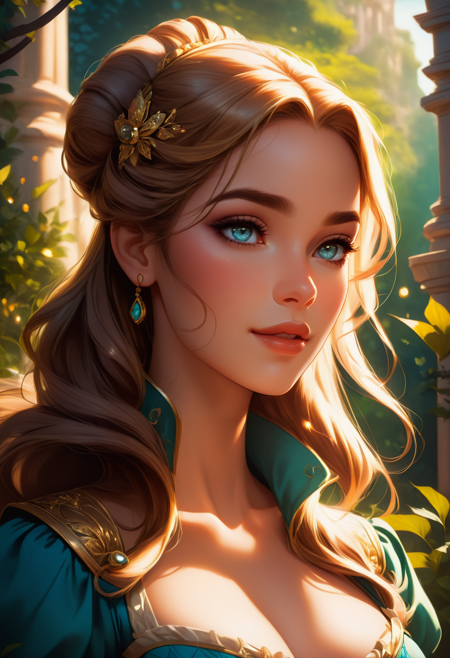 cinematic film still Masterpiece, high quality, stunning composition, highly rated artwork, detailed art, many details, fairytale, storybook detailed illustration, complex background. ((looking at viewer))
girl, Alluring expression, half-up half-down, Neo-classical composition,
<lora:20250419-1745075667520:0.8>,  <lora:SDXLFaeTastic2400:0.6> . shallow depth of field, vignette, highly detailed, high budget, bokeh, cinemascope, moody, epic, gorgeous, film grain, grainy