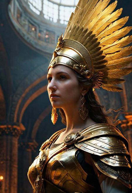 Athena, Rembrandt Van Rijn, digital art, 8K artistic photography, octane render, beautiful composition, trending on artstation, award-winning photograph, masterpiece