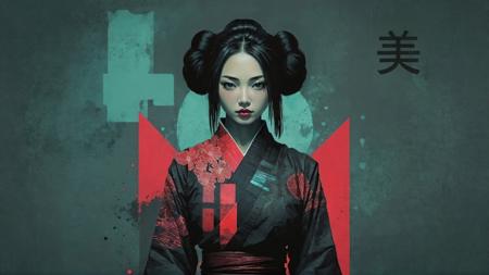 by Dan Matutina, kanji
calligraphic, cubism, wabi-sabi, henna and carmine, minimal brush strokes, traditional japanese style, ink on paper
a gorgeous female, cyberpunk samurai, flowing black hair, reflective black and neon red armor
center glow, vibrant, deep, rich colors, dramatic lighting
<lora:100_nvcmsdx_a:1> nvcmsdx