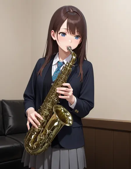 Pose : Play saxophone