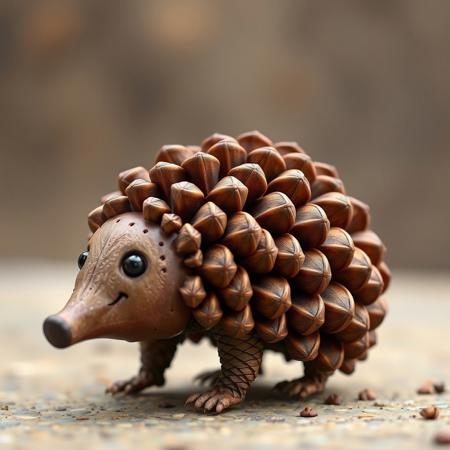 ral-pinecone, ((Top Quality, 8k, Masterpiece: 1.3)), A armadillo made of pine cones, adorable expressions,
