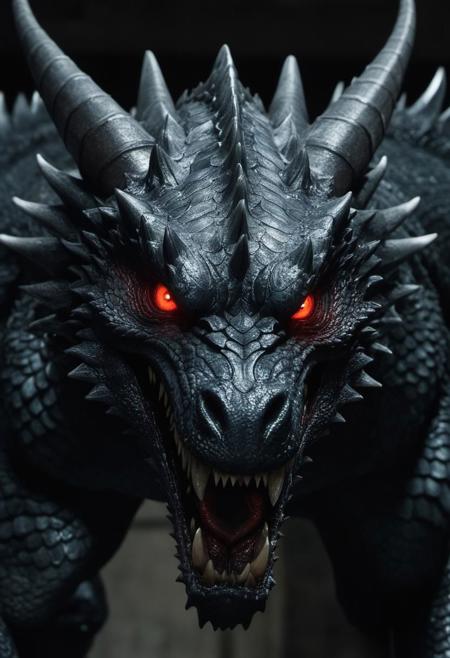 , masterpiece, Dragon, Dragon head,  white Scales, detailed Head, detailed Body, Big Claws, Long Tail, looking around a Corner in a dark Warehouse, at dark night, sharp Teeth, bloody Teeth, blood, bloody claws, Bloody Face, Bloody Scales, dimm light, Head Closeup, Face Closeup, detailed Eyes, staring at the camera, Feral,