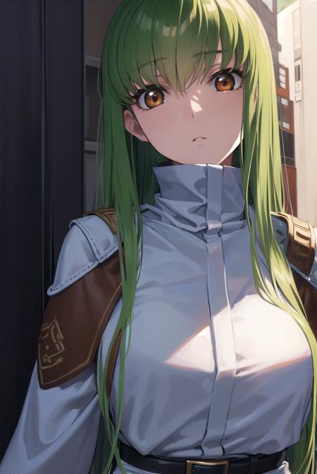 codegeasscc, <lyco:codegeasscc-lyco-nochekaiser:1>, 
cc, (brown eyes:1.5), green hair, long hair, straight hair,
BREAK straitjacket, (white straitjacket:1.5), wide sleeves, belt, black belt,
BREAK outdoors, city,
BREAK looking at viewer, (cowboy shot:1.5),
BREAK <lyco:GoodHands-beta2:1>, (masterpiece:1.2), best quality, high resolution, unity 8k wallpaper, (illustration:0.8), (beautiful detailed eyes:1.6), extremely detailed face, perfect lighting, extremely detailed CG, (perfect hands, perfect anatomy),