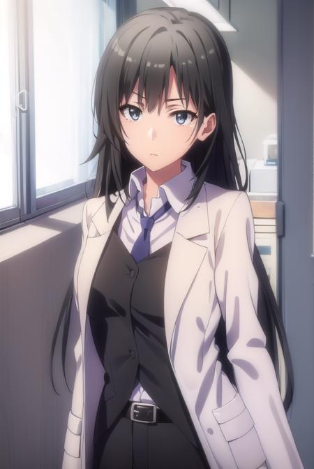 shizukahiratsuka, <lora:shizuka hiratsuka s2s3-lora-nochekaiser:1>,
shizuka hiratsuka, long hair, black hair, (black eyes:1.5),
BREAK necktie, belt, vest, labcoat, white labcoat,
BREAK indoors, classroom,
BREAK looking at viewer, (cowboy shot:1.5),
BREAK <lyco:GoodHands-beta2:1>, (masterpiece:1.2), best quality, high resolution, unity 8k wallpaper, (illustration:0.8), (beautiful detailed eyes:1.6), extremely detailed face, perfect lighting, extremely detailed CG, (perfect hands, perfect anatomy),