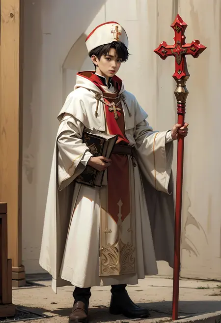 male priest dressing in RPG game (SD1.5)