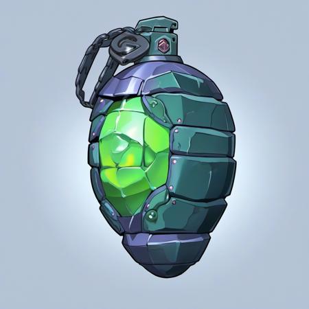 legendary cyber hand grenade of howling soul on a plain background