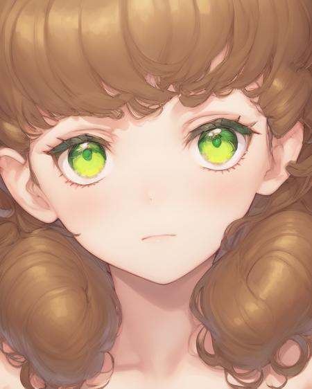 <lora:Shiropw:1>
1girl ,portrait,  facing viewer, (brown)(medium)(curly) hair, light green eyes