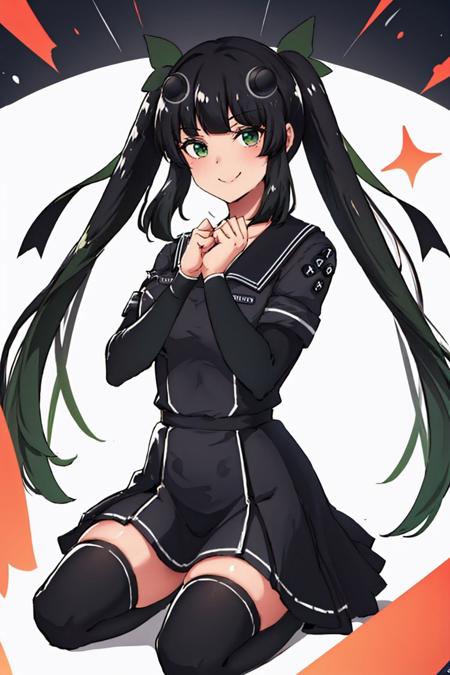 steamdeck twintails black dress sailor dress long sleeves thighhighs