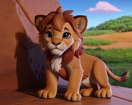 3d render of a cute simba from the lion king, disney pixar animation, game render, lion king movie still, very detailed, 4k resolution, specular lighting, 35mm Canon f/8, outstanding beauty, masterpiece,