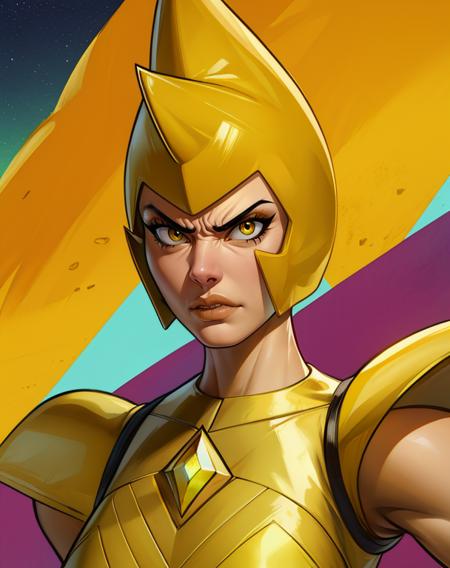 ylwdim,(yellow skin:1.1),yellow eyes,helmet,
chest diamond,yellow gloves,pants,pauldrons,dark yellow and olive chest plate,sleeveless, yellow coat
standing,upper body,
serious,teeth,
stars,beach,
(insanely detailed, beautiful detailed face,masterpiece, best quality),<lora:yellowdiamond-11SSv11:0.8>,