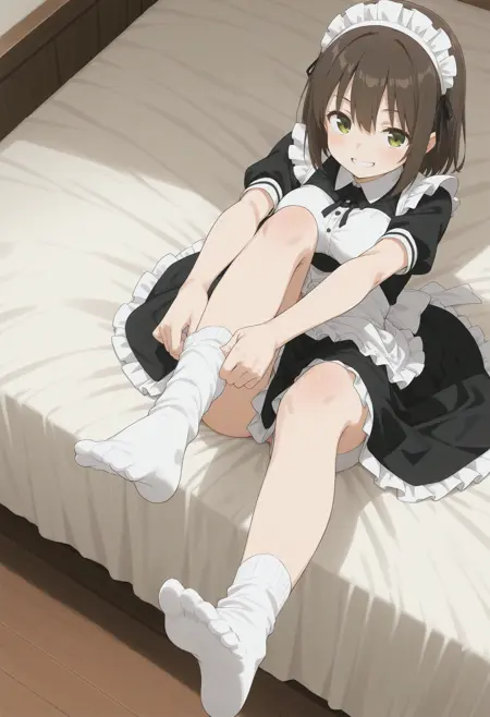 [Illust&XL&Pony] dressing socks / adjusting legwear / sock pull / 靴下履き / 靴下直し