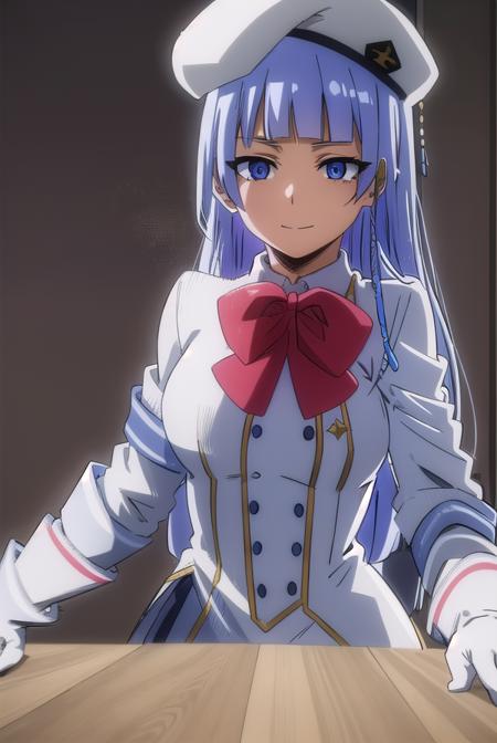 saikointelli, <lora:saiko intelli s3-lora-nochekaiser:1>,
saiko intelli, long hair, bangs, blunt bangs, blue eyes, blue hair, smile,
BREAK gloves, long sleeves, hat, bow, pantyhose, boots, white gloves, bowtie, red bow, beret, white headwear, knee boots, monocle,
BREAK indoors, classroom,
BREAK looking at viewer,
BREAK <lyco:GoodHands-beta2:1>, (masterpiece:1.2), best quality, high resolution, unity 8k wallpaper, (illustration:0.8), (beautiful detailed eyes:1.6), extremely detailed face, perfect lighting, extremely detailed CG, (perfect hands, perfect anatomy),