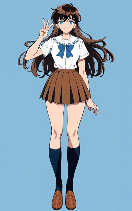 zsqz, (qinshan artist style:1.1), 1girl, solo, long hair, brown hair, blue eyes, school uniform