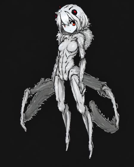 <lora:TakamuranStyle:1>
1girl, solo,arthropod girl,arthropod limbs, extra eyes, grey background,