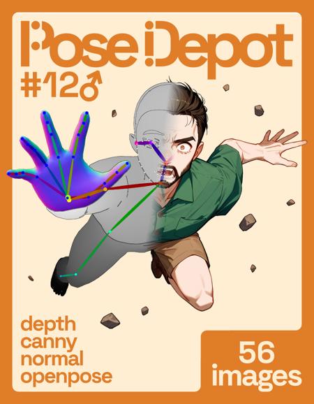 [OpenPose + Depth + Canny + Normal] Pose Depot #12M: Reaching during Freefall Pose Depot #12M