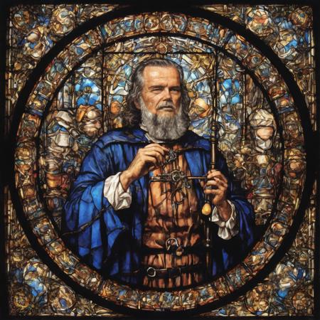 <lora:Jay_Miner_V2_Lora:1> Jay Miner  in a stained glass, colorful, medieval, highly detailed realistic picture