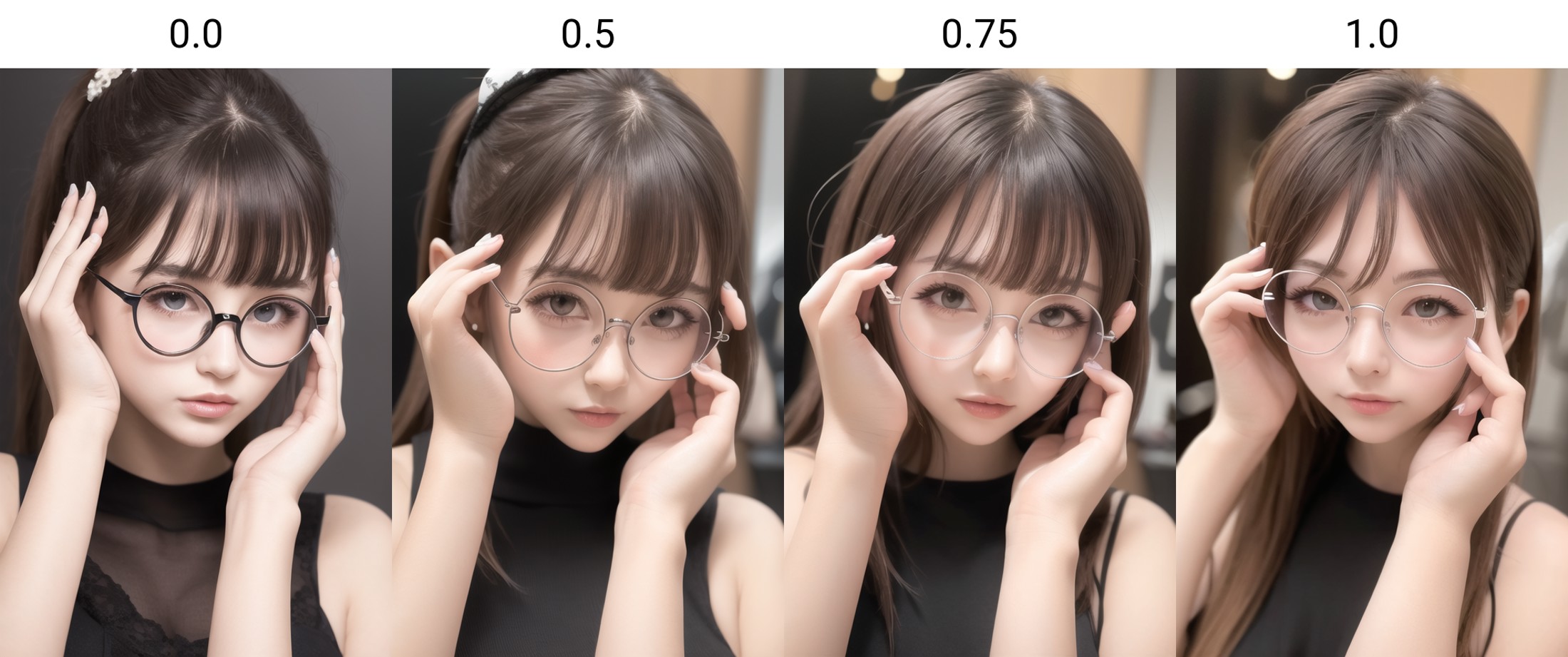 1girl,
<lora:circle-glasses_v1.1:0.0>, circle-glasses, masterpiece, best quality, highly detailed