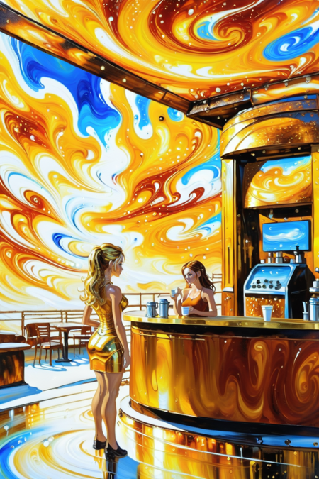 oil painting, scifi, <lora:EnvySendNoodzXL01:1>1girl, woman, beautiful, golden hour, scenery, rusted coffee shop by a thomsonite mine<lora:EnvyBetterHiresFixXL01:0:hr=1><lora:EnvySwirlPaintingXL01:1><lora:EnvyAnimeOilXL01:1>