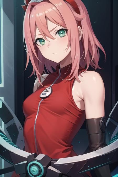 sakuraharuno, <lora:sakuraharunotest:1>, sakura haruno, (green eyes:1.5), hairband, medium hair, pink hair, (small breast:1.2), straight hair,
BREAK bare shoulders, black gloves, forehead protector, gloves, konohagakure symbol, ninja, (red shirt:1.5), shirt, sleeveless, sleeveless shirt,
BREAK looking at viewer,
BREAK indoors, classroom,
BREAK <lora:GoodHands-vanilla:1>, (masterpiece:1.2), best quality, high resolution, unity 8k wallpaper, (illustration:0.8), (beautiful detailed eyes:1.6), extremely detailed face, perfect lighting, extremely detailed CG, (perfect hands, perfect anatomy),