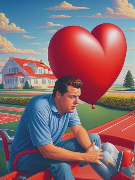 <lyco:AlexGross:1.0> a person having a heart attack, in the style of alex gross, john sloane, emphasizes emotion over realism, rollerwave, painterly scenes, bart sears, realistic rendering