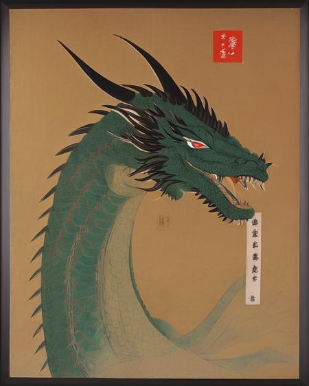 japanese portrait painting of an elegant dragon