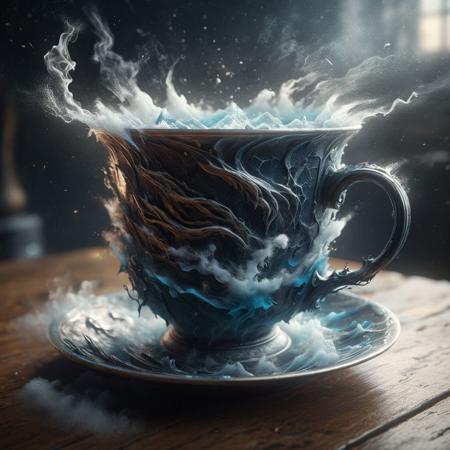 Storm in Cup, detailed, airbrush, render, fantasy,  hdr hd  8k artistic photography, photorealistic concept art, soft natural volumetric cinematic perfect light