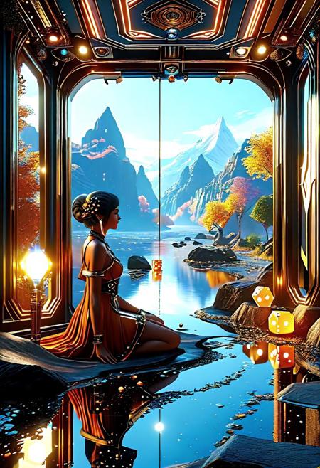 RetroBG, Regret, Obsession, Window, Date, River, Temptation, Reflection, Mortal, Miracle, Trust, Elves, Dice, 
3d-rendering, concept-art, digital, dreaminess, futuristic, multimedia, virtual-reality, 
eeriness, fantasy, other-worldliness, science-fiction, surreal, colorful, sci-fi, technological, alien worlds, space themes, advanced civilizations, 
intricate details, highly detailed, ultra-detailed, absurdres, unreal engine, octane rendering, high contrast, vivid, vibrant, volumetric lighting, sharp focus,