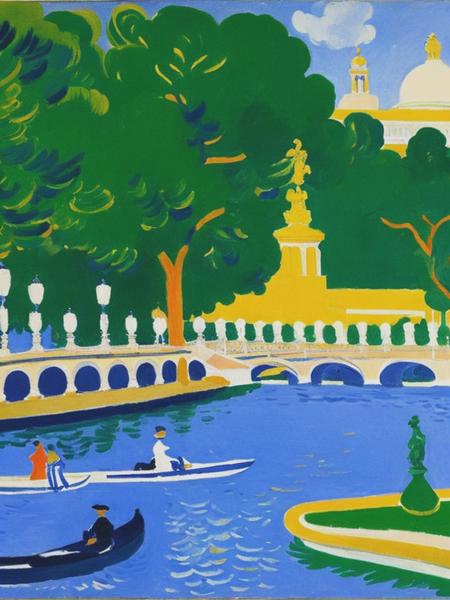 <lyco:AndreDerain:1.0> matisse illustration of Pont Alexandre III