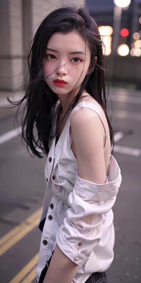 1girl, Tokyo street,night, cityscape,city lights,upper body,close-up,<lora:sd-No.168-000014:0.7>, 8k, RAW photo, best quality, masterpiece,realistic, photo-realistic,