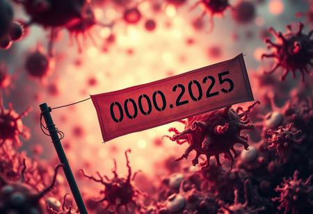 Microscopic view, a banner on a stick that says "00.00.2025"
,photorealism, intricate details, extremely detailed, masterpiece, outstanding intricacies, best quality, hires textures, high detail, incredibly detailed, cinematic lighting, its cells dividing and mutating into surreal, organic structures that glow with an unsettling light. The image is a fusion of science and body horror, rendered in exquisite detail.,  In the style of Leonora Carrington, intricate, highly detailed compositions with a focus on texture and pattern, a muted, earthy color palette dominated by red and pink, and a sense of surreal, otherworldly beauty that is both captivating and unsettling. masterpiece,best quality, atmospheric haze, Film grain, cinematic film still, highly detailed, high budget, moody, epic, OverallDetail, gorgeous, photorealistic,  atmospheric lighting, 
Panoramic view of a microscopic world of flows, viruses and bacteria, single cell microorganisms floating freely in an aquatic world, intense colors, close-up of a protozoan, perfect composition, hyper detail, 
Panoramic view of a microscopic world of flows, viruses and bacteria, single cell microorganisms floating freely in an aquatic world, intense colors, close-up of a protozoan, perfect composition, hyper detail, 
red blood cells, white blood cells, platelets,Bacteriophage,cells,
 Microscopic view, a banner on a stick that says "00.00.2025"