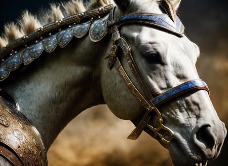 photo of a medieval war majestichorse wearing heavy battle armor , masculine, epic (photo, studio lighting, hard light, sony a7, 50 mm, hyperrealistic, big depth of field, mate skin, pores, wrinkles, concept art, colors, hyperdetailed, hyperrealistic) <lora:locon_majestichorse_v1_from_v1_64_32:1> <lora:epiNoiseoffset_v2:1> , (epic armor)